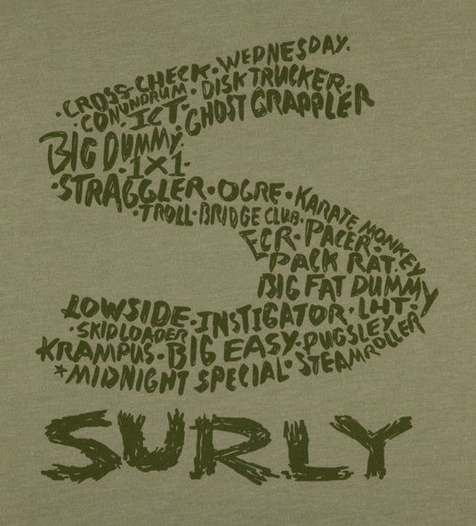 Surly Steel Consortium Men's T-Shirt - Light Olive, Large