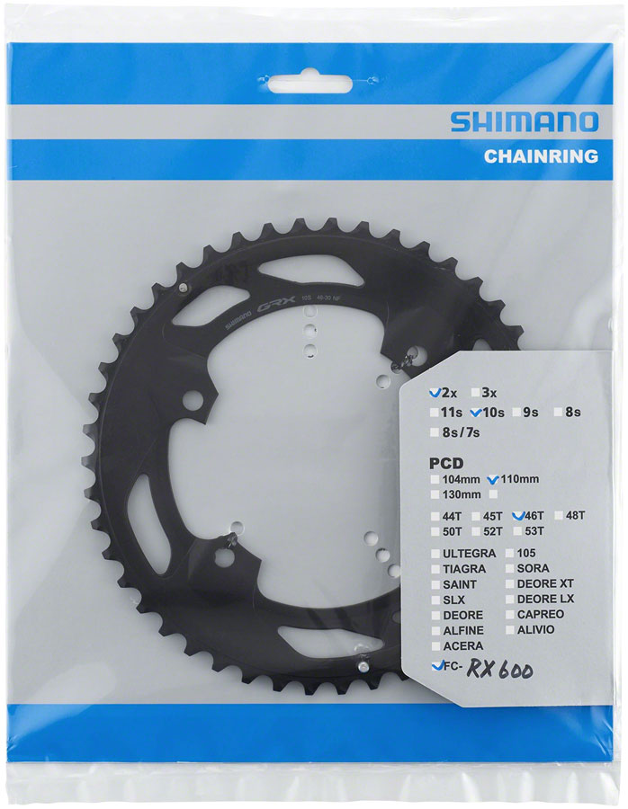 Load image into Gallery viewer, Shimano FC-RX600-10 Chainring - 46t, 110 BCD, For 2x10, Black
