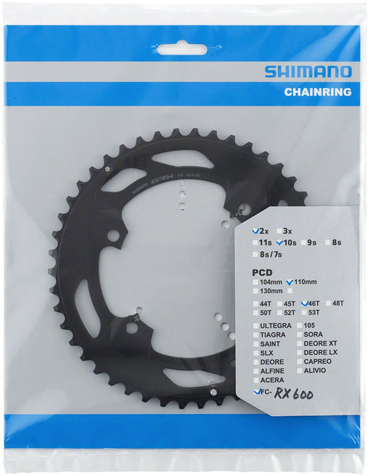Shimano FC-RX600-10 Chainring - 46t, 110 BCD, For 2x10, Black