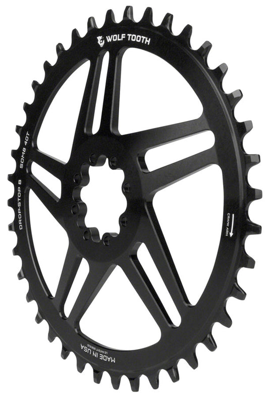 Wolf Tooth Direct Mount Chainring - 42t, SRAM Direct Mount, Drop-Stop B, For SRAM 8-Bolt Cranksets, 6mm Offset, Black