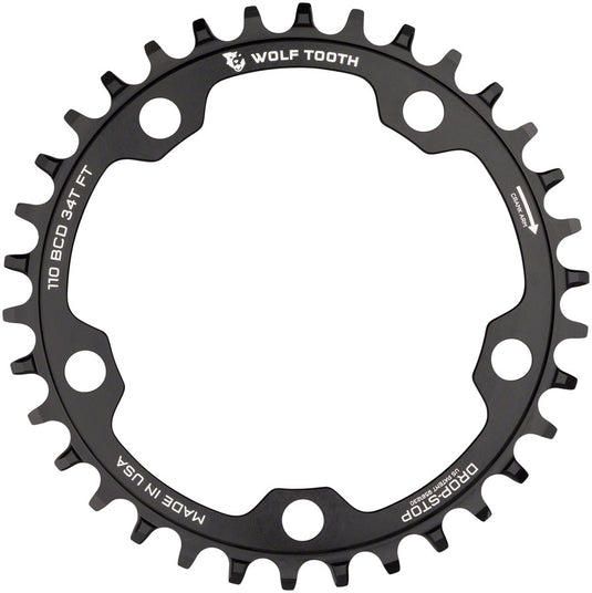 Wolf Tooth Chainring 34t 110 BCD 5-Bolt 10/11/12-Speed Alloy Cyclocross & Road