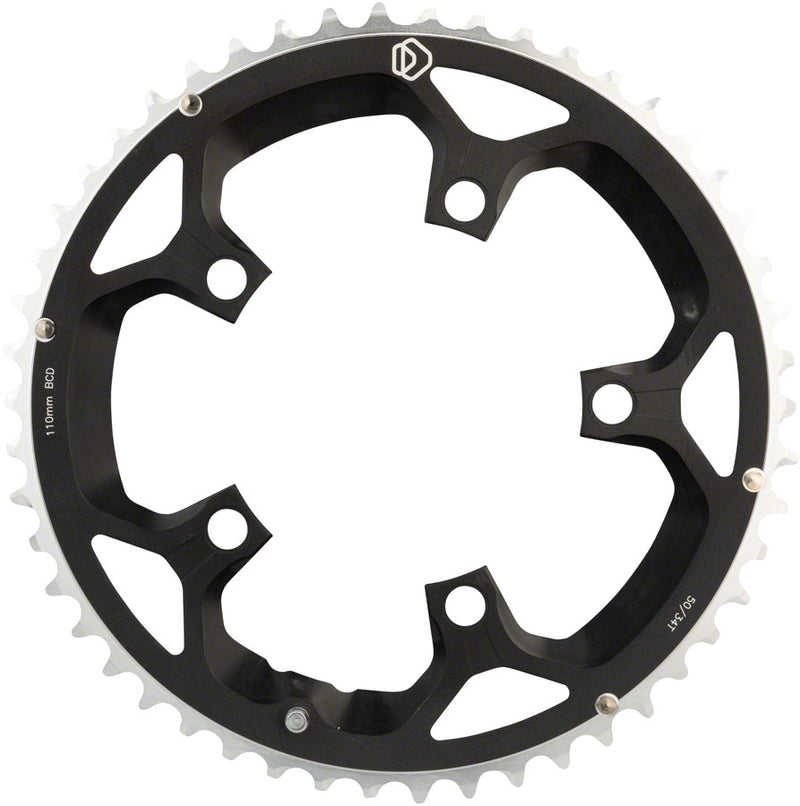 Load image into Gallery viewer, Dimension Multi Speed Outer Chainring 50t 110 BCD 8/9/10-Speed Aluminum Black
