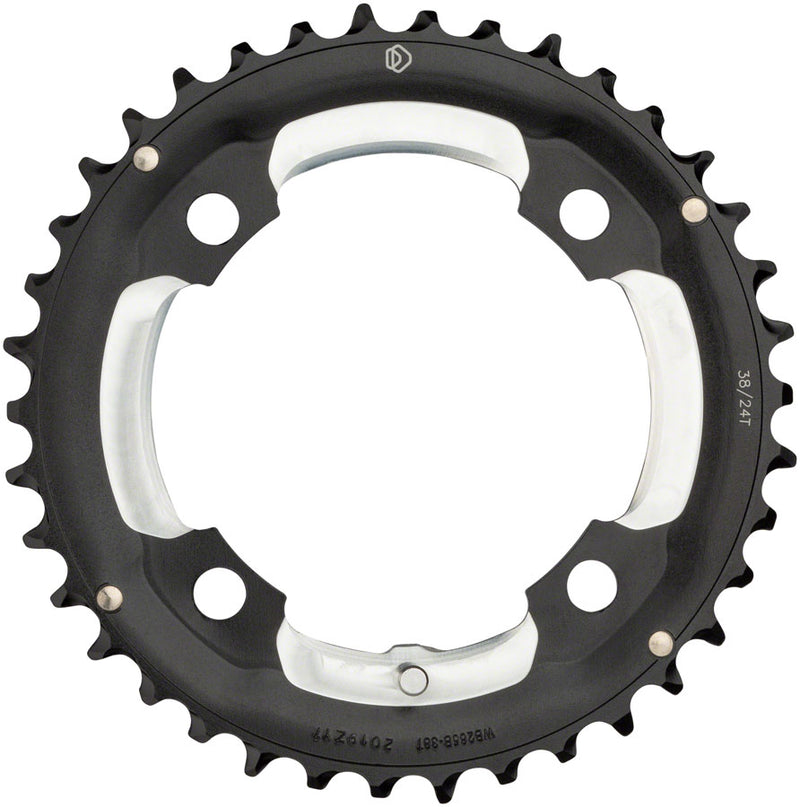 Load image into Gallery viewer, Dimension Middle Chainring 38t 104 BCD 4-Bolt 8/9/10-Speed Aluminum Black
