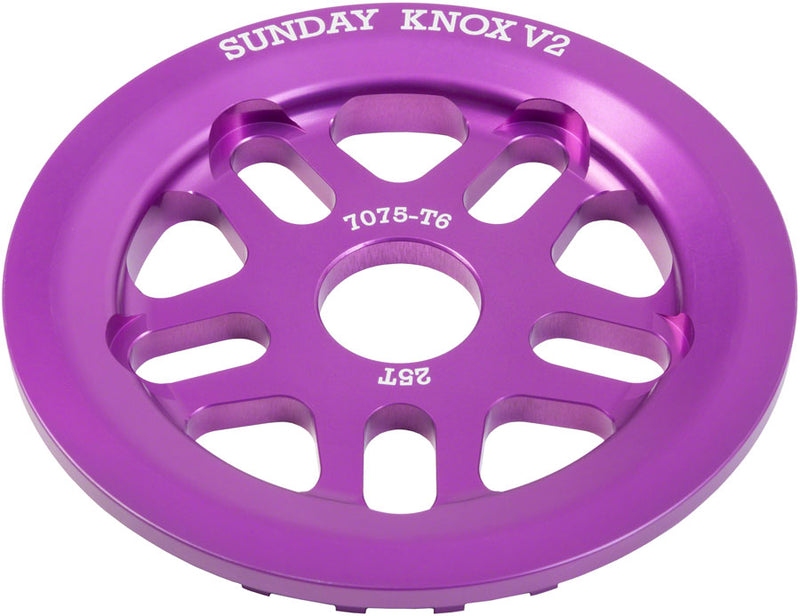 Load image into Gallery viewer, Sunday Knox V2 Sprocket - 25t, Anodized Purple CNC Machined 7075-T6 Aluminum
