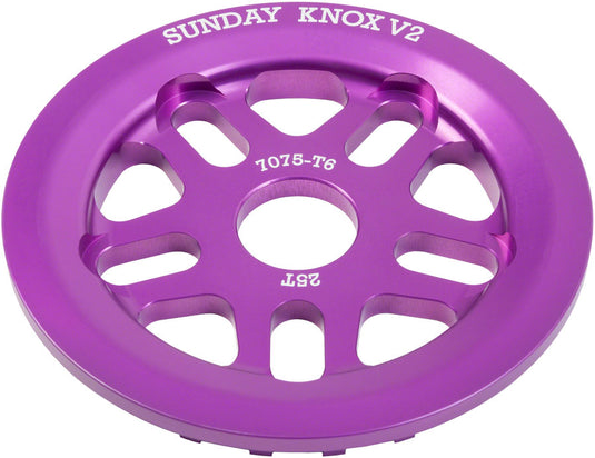 Sunday Knox V2 Sprocket - 25t, Anodized Purple CNC Machined 7075-T6 Aluminum