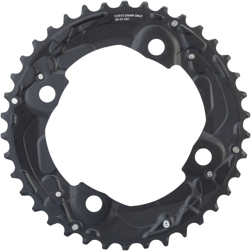 Load image into Gallery viewer, Shimano Deore FC-M615 Chainring 38t 104 BCD Aluminum Blk To be paired w/ 24t
