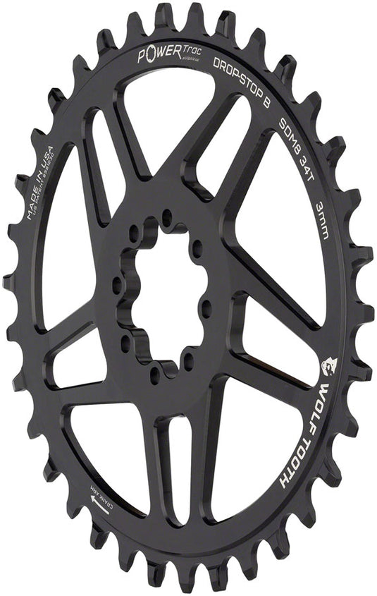 Wolf Tooth Elliptical Direct Mount Chainring - 34t, SRAM Direct Mount, Drop-Stop B, For SRAM 8-Bolt Cranksets, 3mm