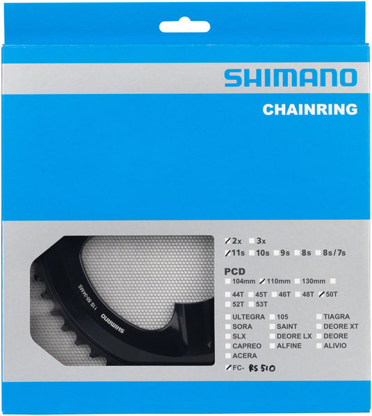 Shimano FC-RS510 Chainring 50t 110 BCD Asymmetric Aluminum Blk Road MTB Hybrid