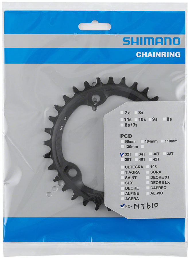 Load image into Gallery viewer, Shimano FC-MT610 Chainring 32t 96 BCD Aluminum Black Road MTB Hybrid
