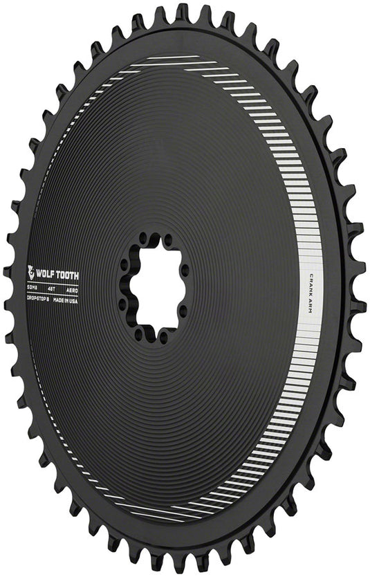 Wolf Tooth Aero Direct Mount Chainring - 48t, Direct Mount SRAM 8-Bolt, Drop-Stop B, Black