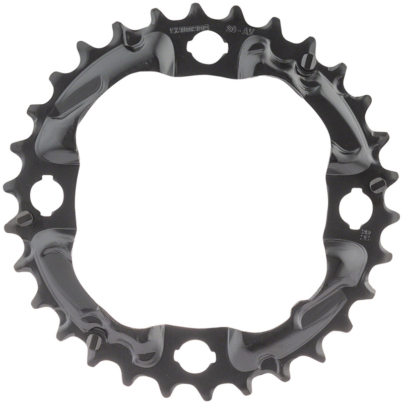 Load image into Gallery viewer, Shimano Alivio M4000 Chainring 30t 96 BCD 4-Bolt 9-Speed Aluminum Black
