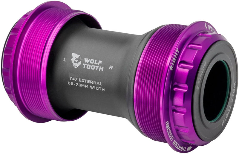 Load image into Gallery viewer, Wolf Tooth T47 External Bottom Bracket - T47 External, 68/73mm, For 24mm/Shimano Spindle, Ultraviolet Purple
