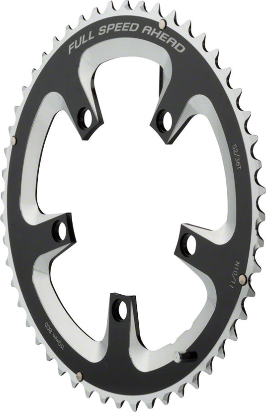 FSA High-Performance Road Bike Chainring Bundle 36T & 52T Aluminum 10/11-Speed, Black/Silver