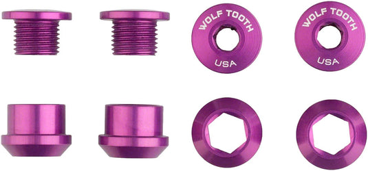 Wolf Tooth 1x Chainring Bolt Set - 6mm, Dual Hex Fittings, Set/4, Ultraviolet Purple