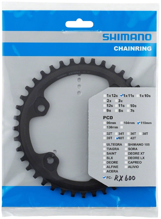 Load image into Gallery viewer, Shimano FC-RX600-1 Chainring - 40t, 110mm BCD, For 1x11, Black
