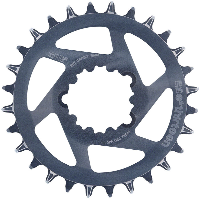 Load image into Gallery viewer, e*thirteen Helix R Guidering - 28t 11/12-Speed 3mm Offset SRAM 3-Bolt DM Gray
