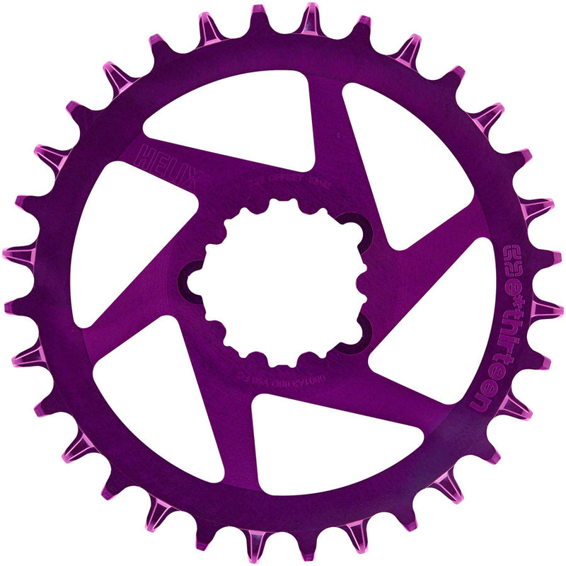 Load image into Gallery viewer, e*thirteen Helix R Guidering - 34t, 11/12-Speed, 3mm Offset, SRAM 3-Bolt DM, Eggplant
