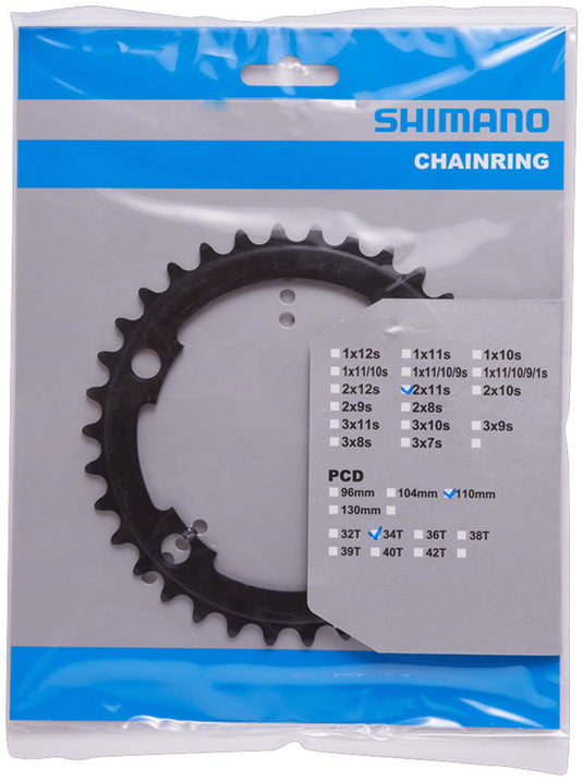 Shimano FC-RS510 Chainring - 34t, Asymmetric 110mm BCD, Black, MS
