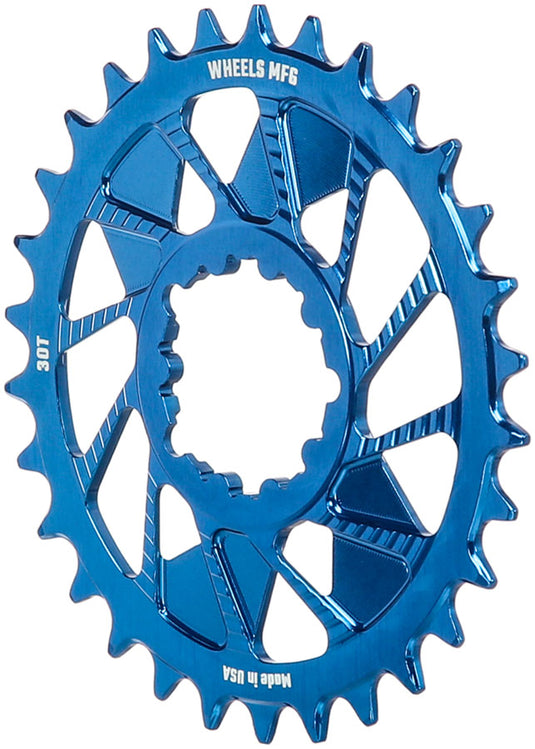 Wheels Manufacturing Direct Mount Chainring - 30t, SRAM 3-Bolt Direct Mount, 3mm Offset, T-Type Chain Compatible, Blue