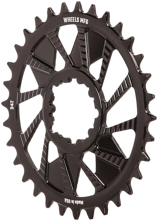 Wheels Manufacturing Direct Mount Chainring - 34t, SRAM 3-Bolt Direct Mount, 3mm Offset, T-Type Chain Compatible, Black