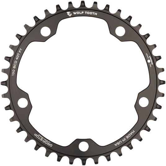Wolf Tooth Chainring 40t 130 BCD 5-Bolt 10/11/12-Spd Alloy Blk Road Cyclocros