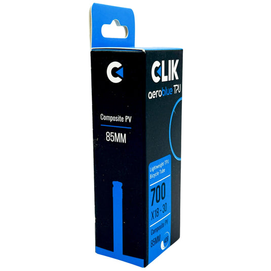 Clik AeroBlue TPU Bike Tubes & Valve Kit 700c, 18-30mm Width, Reinforced Metal Valve