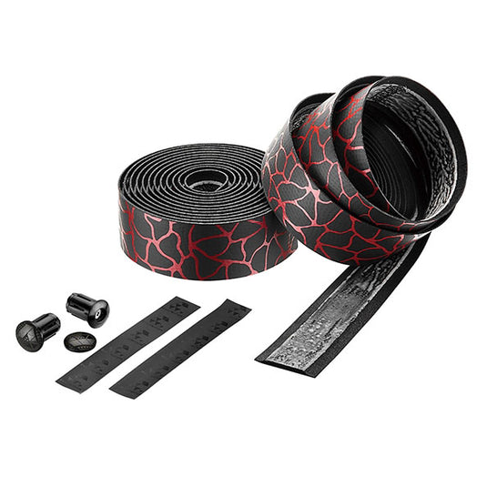 Ciclovation Leather Touch Handlebar Tape, Magma Blk/Flame Red