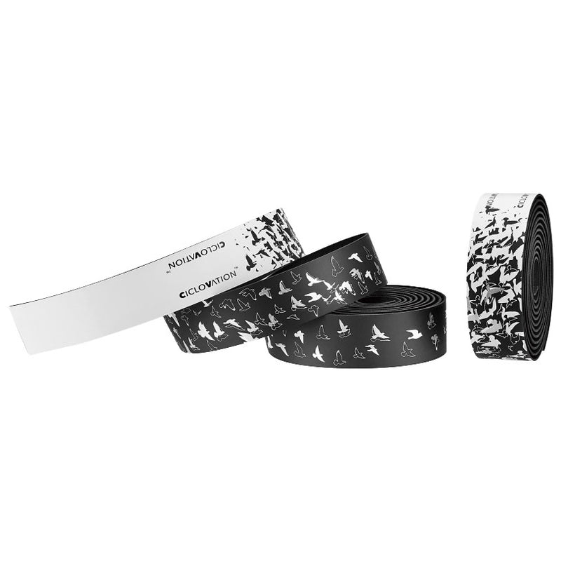Load image into Gallery viewer, Ciclovation Leather Touch Minimalism Fly Handlebar Tape Bundle - High-Density Foam, Shock Absorption, Easy Install, Black/White
