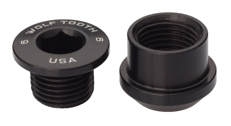 Load image into Gallery viewer, Wolf Tooth 7075-T6 Aluminum Black Chainring Bolt Set - 6mm Dual Hex for 1x Drop-Stop Compatibility, Lightweight and Durable Bike Part
