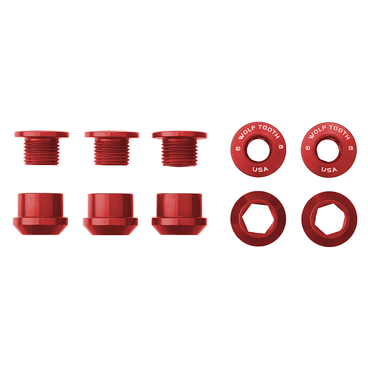 Wolf Tooth 7075-T6 Aluminum Blue Chainring Bolts Set of 5 - Dual Hex, 6mm Length for 1x Single Chainring, Easy Install, High-Performance Cycling Accessories