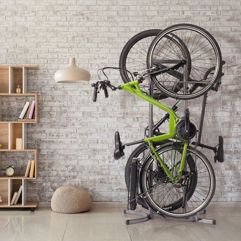 Load image into Gallery viewer, Delta Heavy Duty Two Bike Upright Storage Stand - Powdercoat Gray
