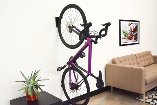 Feedback Sports Velo Hinge V2 Bike Hanger - Wall Mounted, 1-Bike, Up To 3.0" Tire, Black