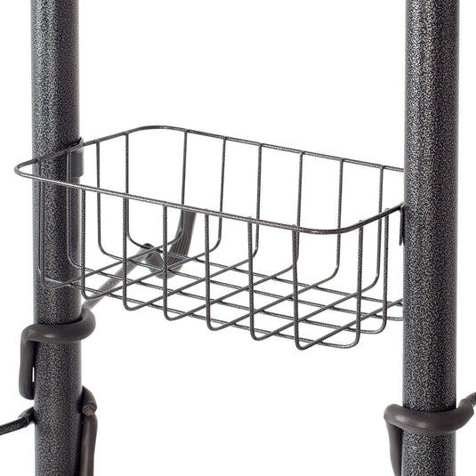 Delta 4-Bike Free Standing Rack With Basket Durable Gray Powder Coated Finish
