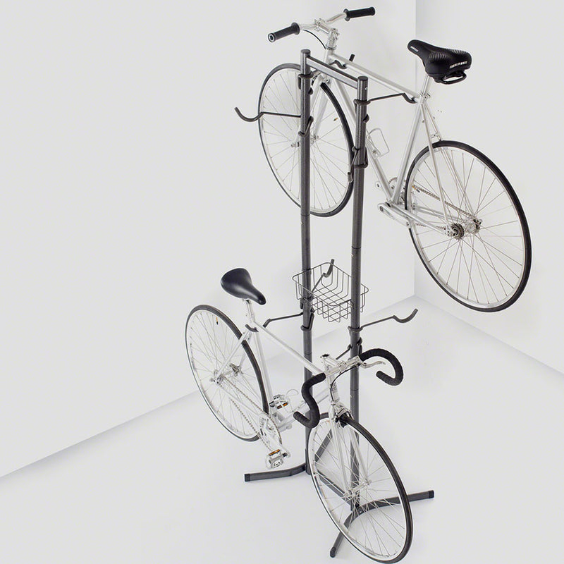Load image into Gallery viewer, Delta 4-Bike Free Standing Rack With Basket Durable Gray Powder Coated Finish
