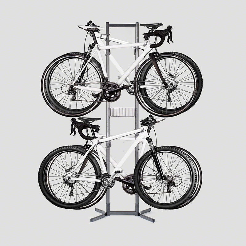 Load image into Gallery viewer, Delta 4-Bike Free Standing Rack With Basket Durable Gray Powder Coated Finish
