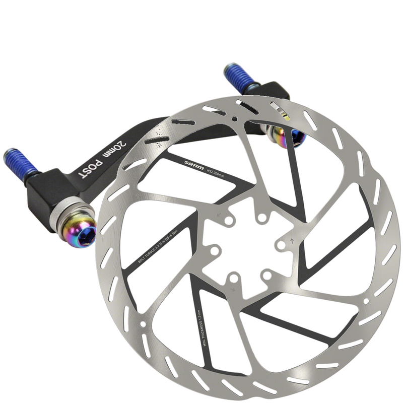Load image into Gallery viewer, SRAM HS2 200mm Disc Brake Rotor &amp; Post Mount Brake Caliper Adapter Bundle - Heat Dissipation, High Power, MTB Upgrade
