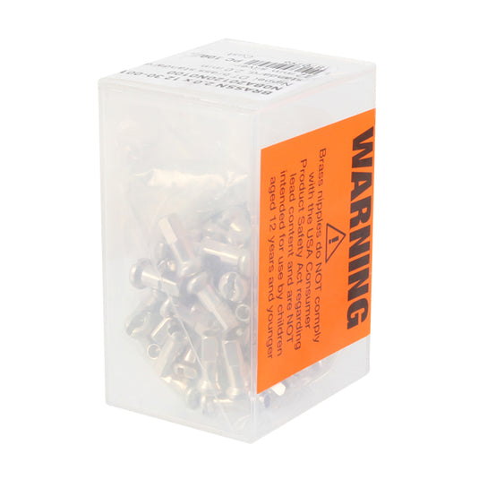 DT Swiss Standard Brass Spoke Nipples 2.0 x 12mm Silver Box of 100 E-Bike Use