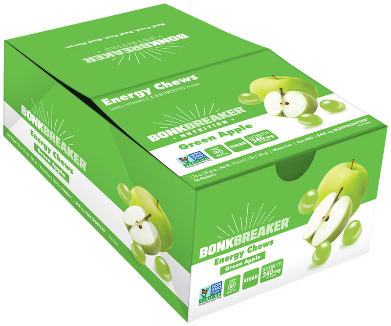 Load image into Gallery viewer, Pack of 2 Bonk Breaker Energy Chews - Green Apple, Box of 10 Packs
