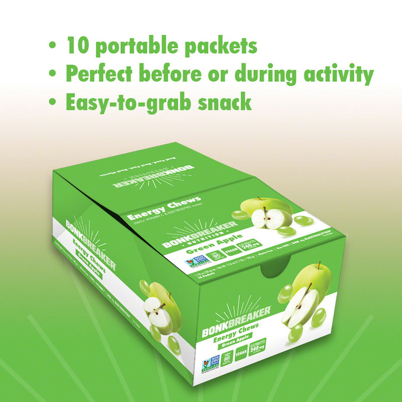 Load image into Gallery viewer, Pack of 2 Bonk Breaker Energy Chews - Green Apple, Box of 10 Packs
