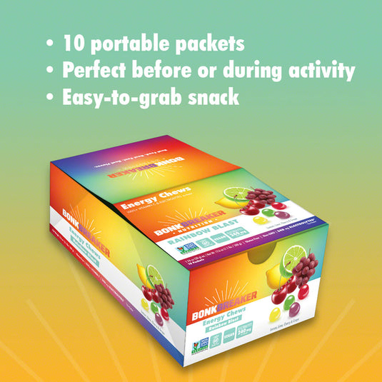 Pack of 2 Bonk Breaker Energy Chews - Rainbow Blast, Box of 10 Packs