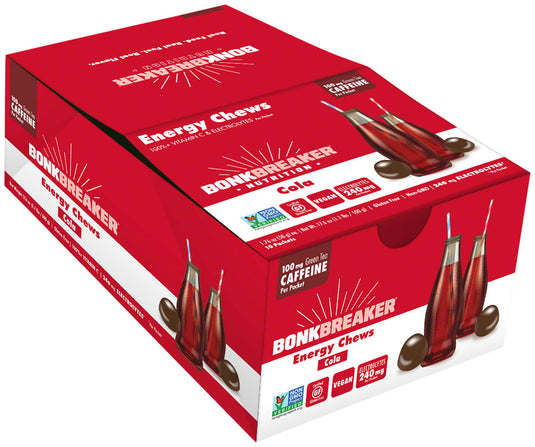 Pack of 2 Bonk Breaker Energy Chews - Cola, With Caffiene, Box of 10 Packs