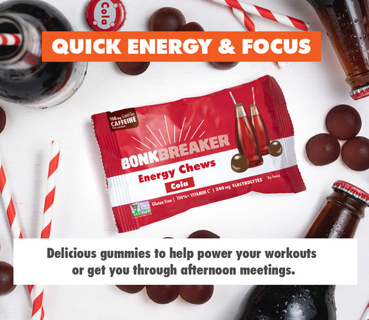 Pack of 2 Bonk Breaker Energy Chews - Cola, With Caffiene, Box of 10 Packs