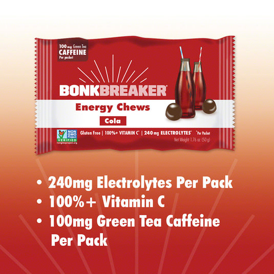Bonk Breaker Energy Chews - Cola, With Caffiene, Box of 10 Packs