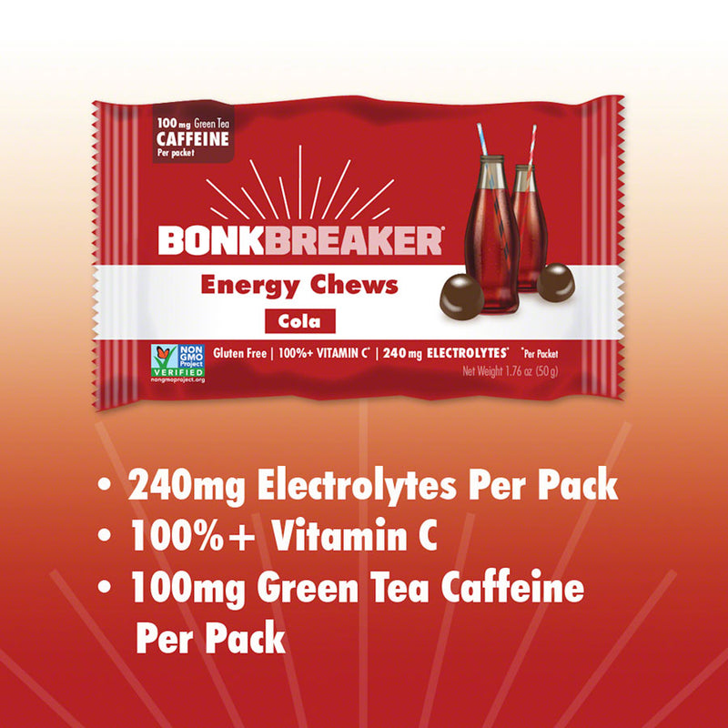 Load image into Gallery viewer, Pack of 2 Bonk Breaker Energy Chews - Cola, With Caffiene, Box of 10 Packs
