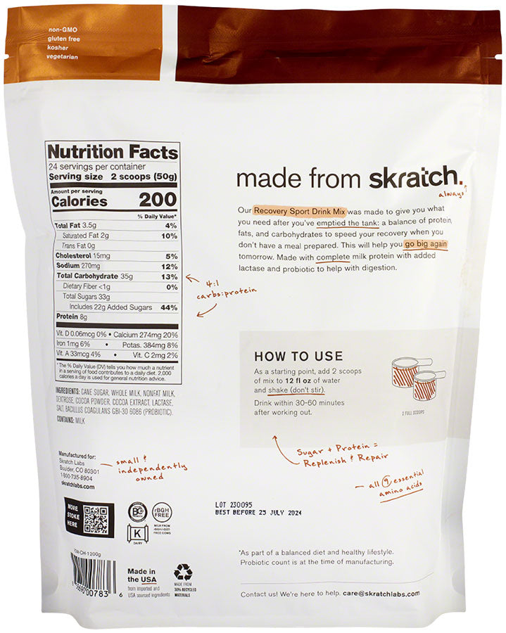 Load image into Gallery viewer, Skratch Labs Recovery Sport Drink Mix - Chocolate, 24-Serving Resealable Pouch
