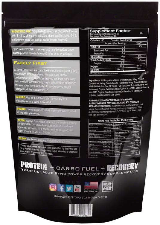 Ryno Power Premium Whey Protein Powder - Chocolate, 20 Servings (2 lbs.)