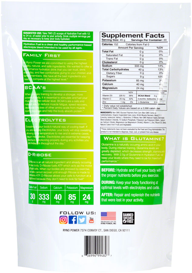 Load image into Gallery viewer, Ryno Power Hydration Fuel Drink Mix - Lemon Lime, 20 Servings (2 lbs.)
