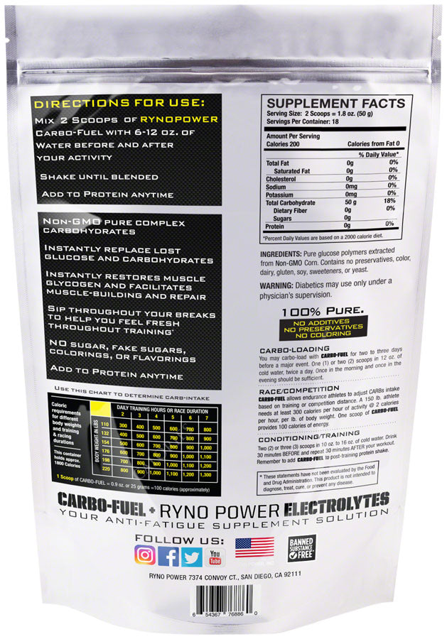 Load image into Gallery viewer, Ryno Power Carbo-Fuel Drink Mix  - Unflavored, 20 Servings, (2 lbs.)
