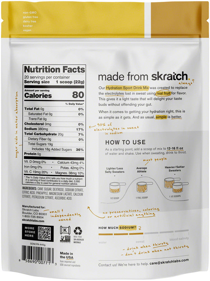Load image into Gallery viewer, Skratch Labs Hydration Sport Drink Mix - Pineapple, 20-Serving Resealable Pouch
