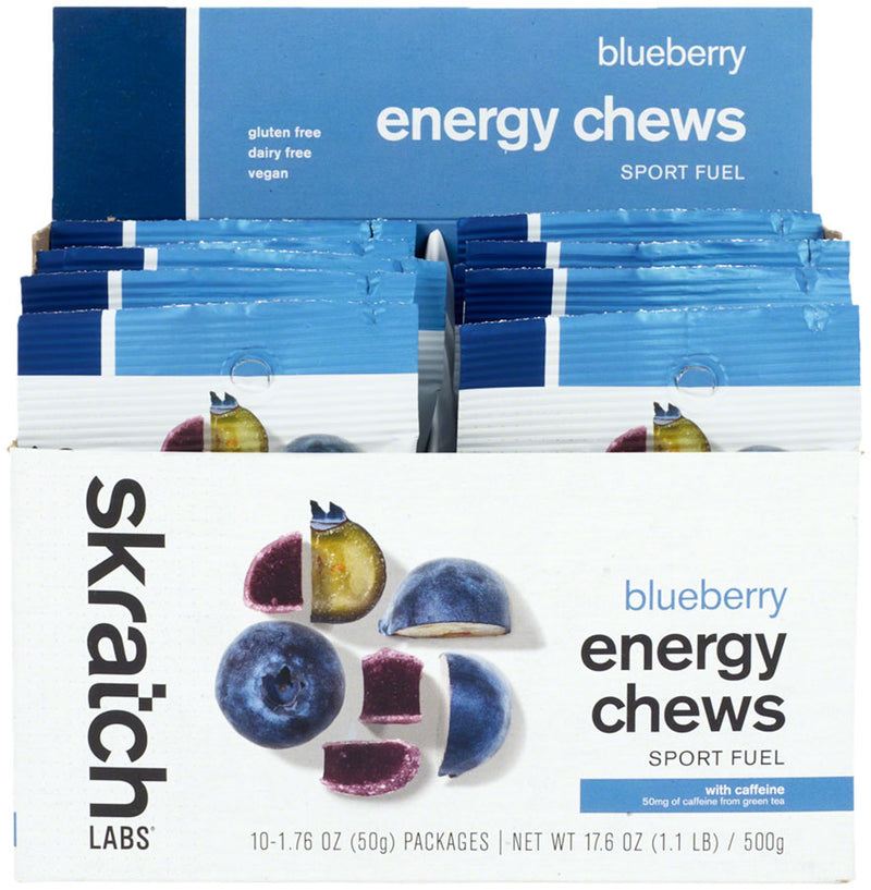 Load image into Gallery viewer, Skratch Labs Energy Chews Sport Fuel - Blueberry, With Caffiene, Box of 10
